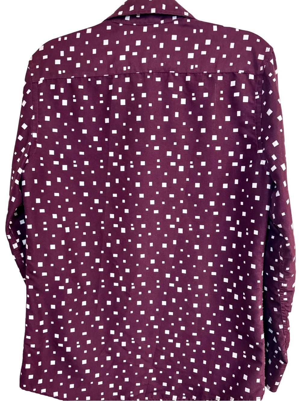 Suslo Couture Burgundy Square Print Slim Fit Shirt M - Picture 10 of 13